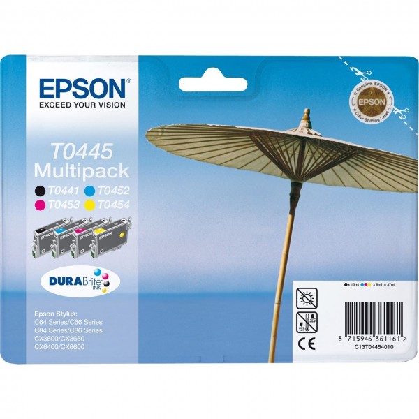 Epson Tintenpatronen T0445 Multipack schwarz und dreifarbig für Stylus C64 Series C66 Series