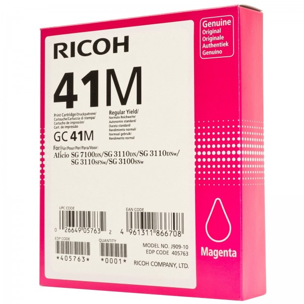 RICOH AFICIO GC-41M Gel Cartridge Magenta SG 3100SNw SG 3110DNw