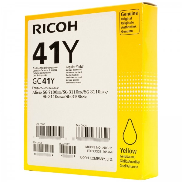 RICOH AFICIO GC-41Y Gel Cartridge Yellow SG 3100SNw SG 3110DNw